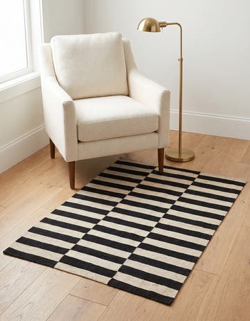 3' 4 x 4' 10 Hand Woven Kilim Modern Wool Rug