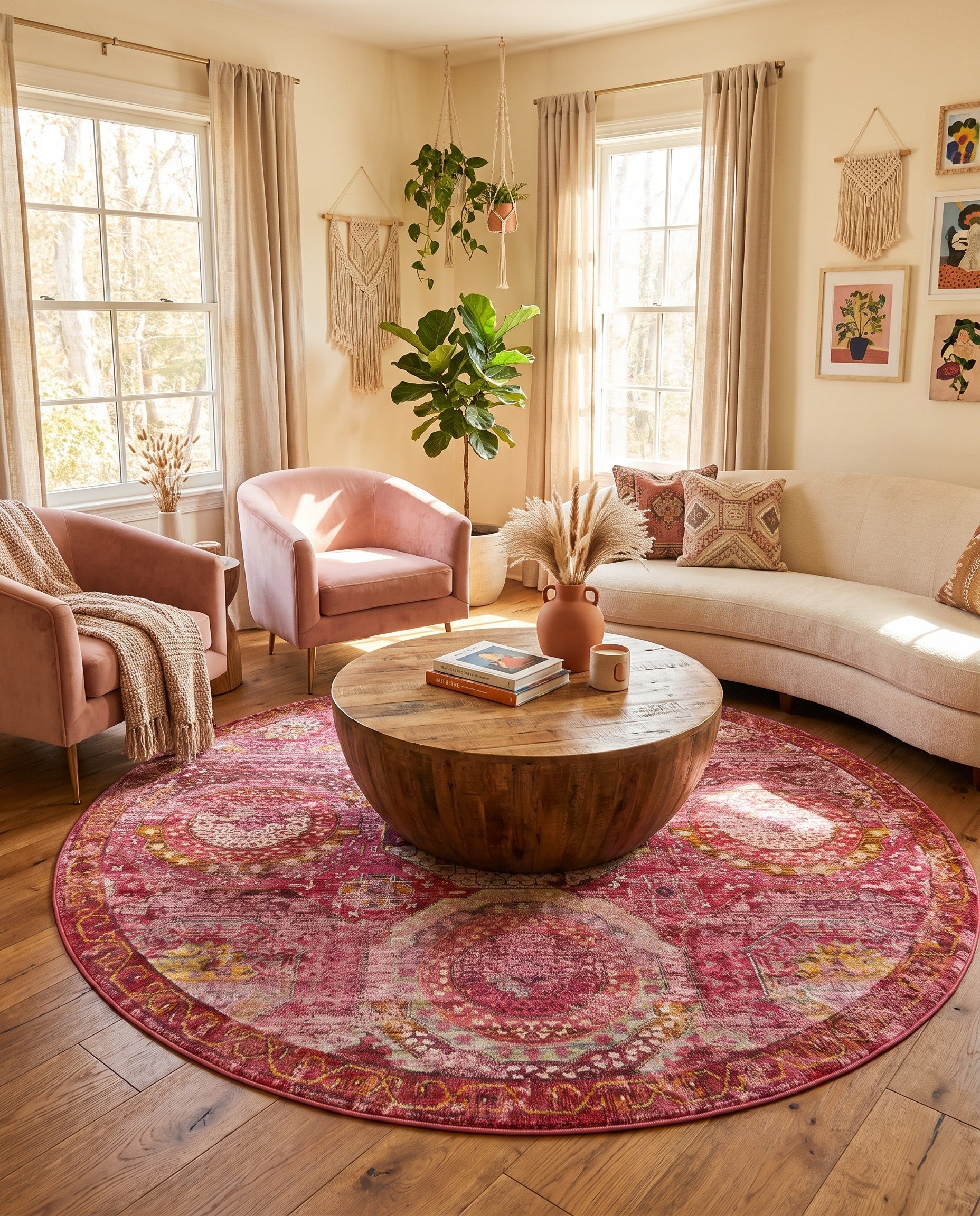 Pink Santiago Round Rug