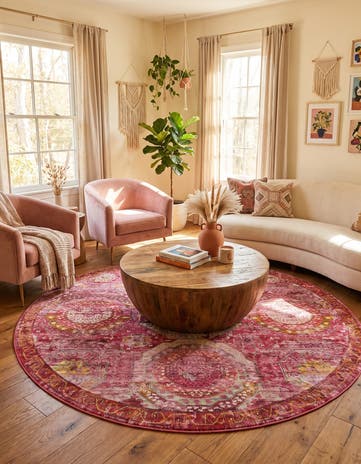 Pink Santiago Round Rug