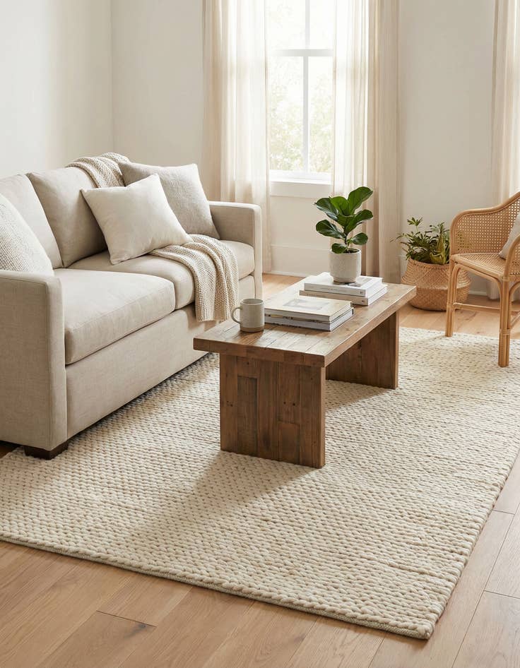 Detail image of 4' 1 x 6' 1  Hand Woven Lana New Zealand Wool Rug