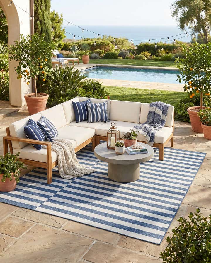 10' x 10' Easy-Clean Ribbon Indoor / Outdoor Square Rug