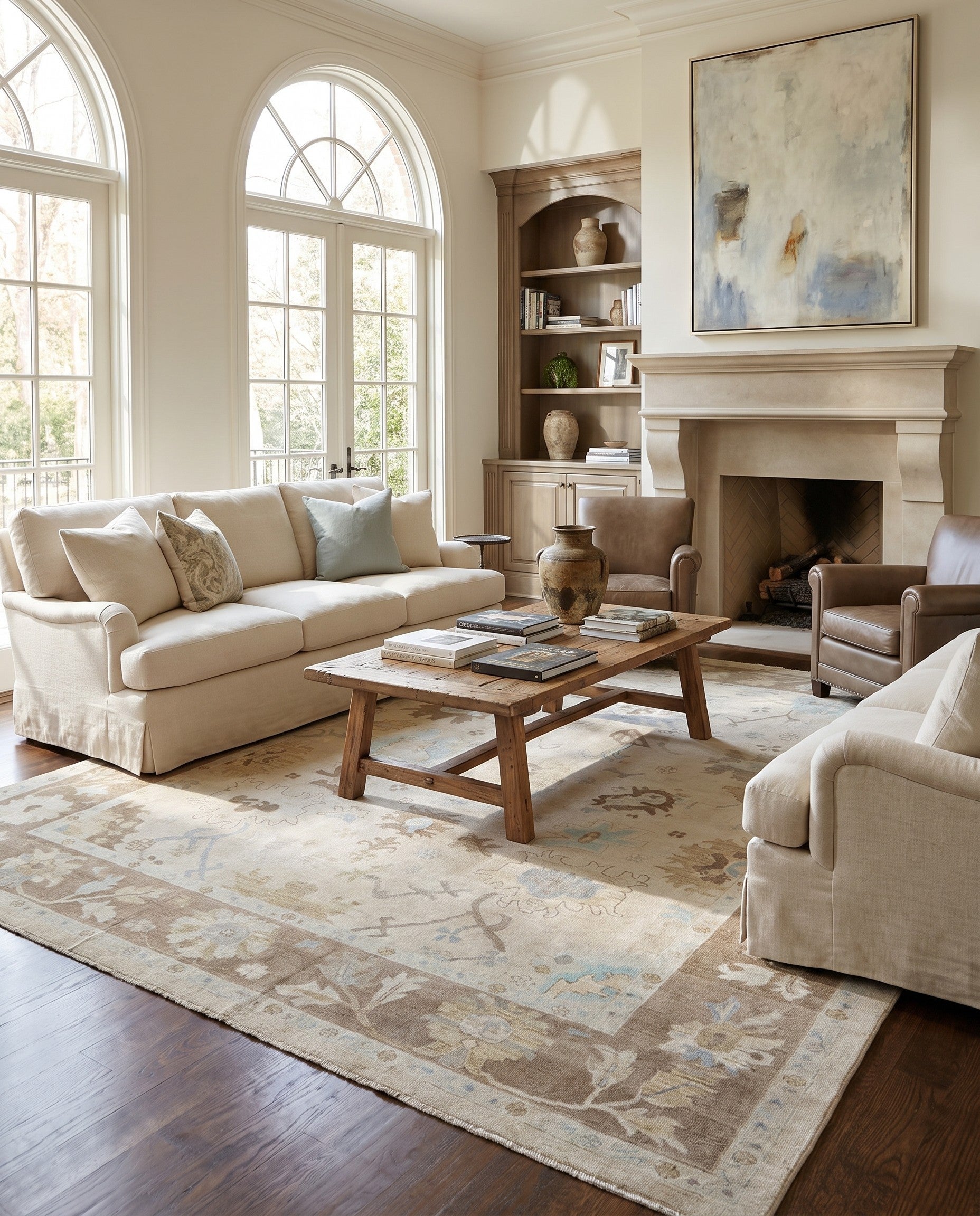 12' 6 x 15' 4 Hand Knotted Oushak Wool Rug