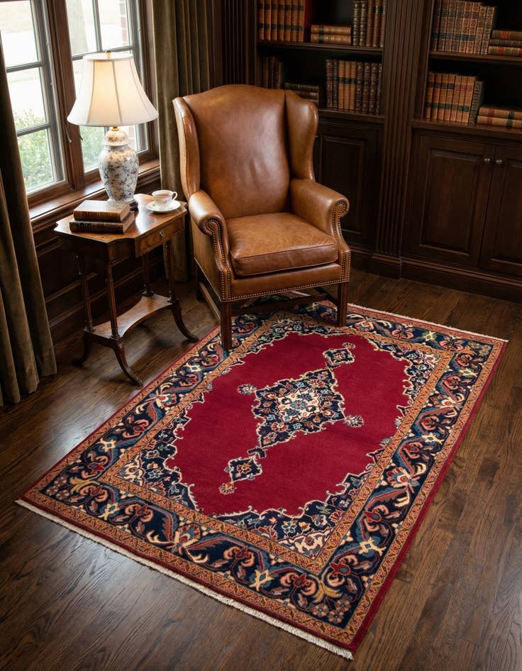 Detail image of 3' 7 x 5' 2 Hand Knotted Kerman Persian Wool Rug