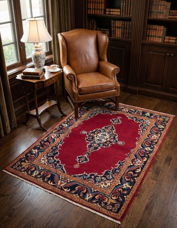 3' 7 x 5' 2 Hand Knotted Kerman Persian Wool Rug