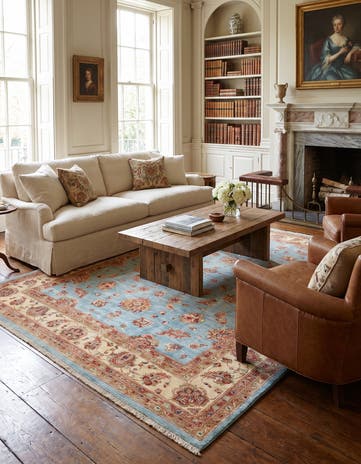 6' 11 x 9' 6 Hand Knotted Ziegler Rug