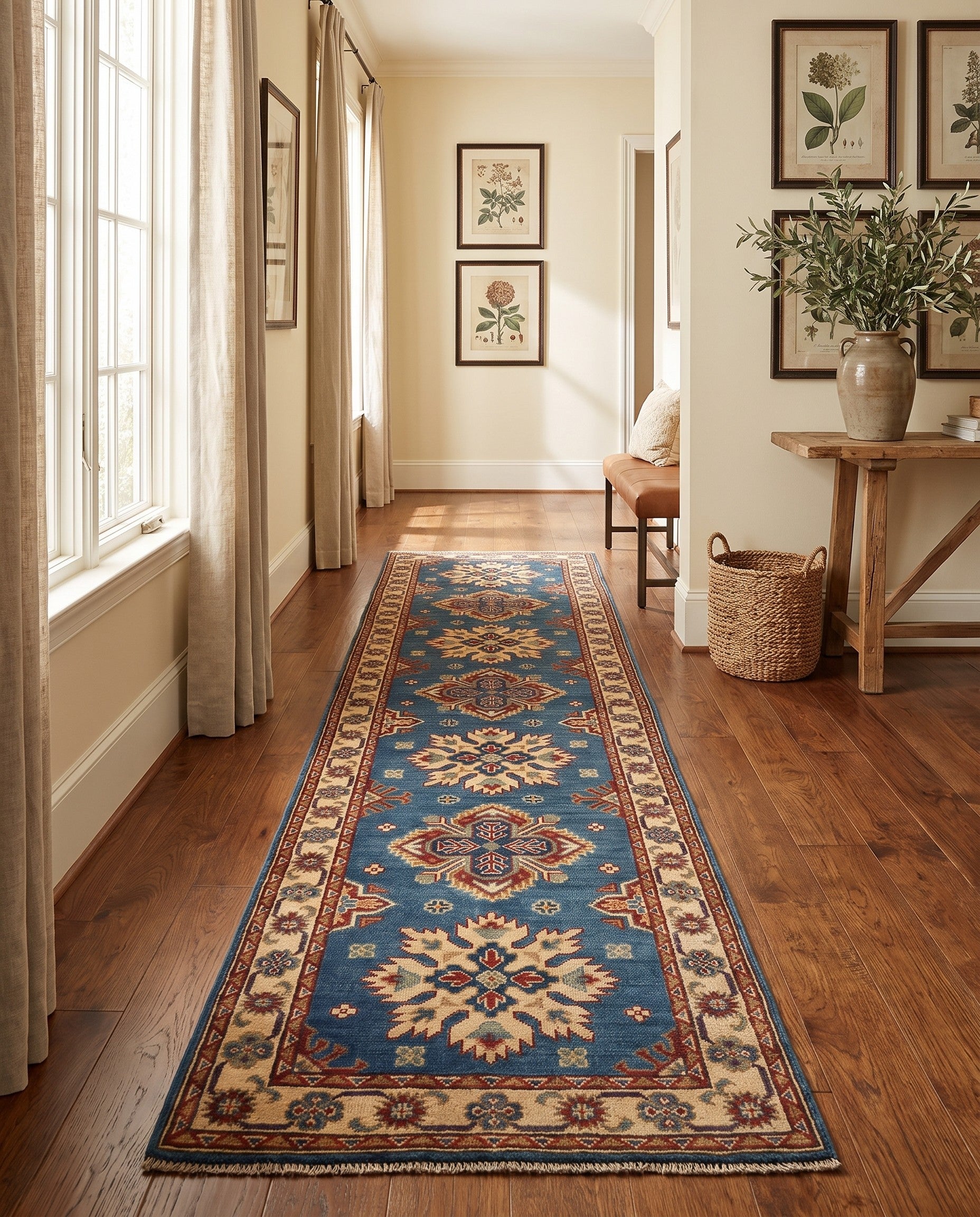 85cm x 310cm Hand Knotted Kazak Runner Rug