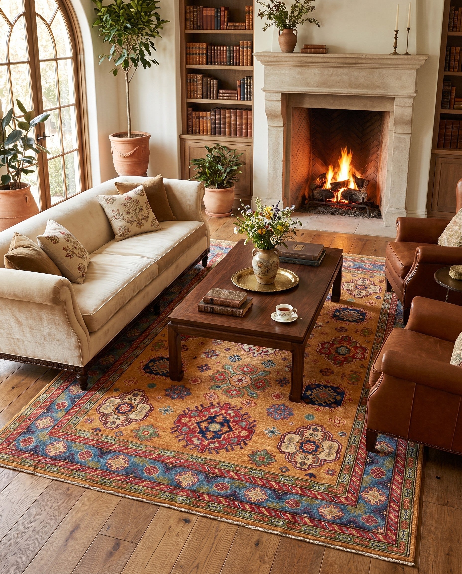 6' 7 x 9' 5 Hand Knotted Kazak Rug
