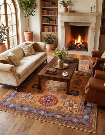 6' 7 x 9' 5 Hand Knotted Kazak Rug
