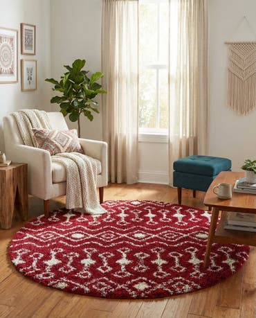  6' x 6' Moroccan Trellis Shag Round Rug