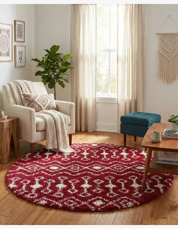 6' x 6' Moroccan Trellis Shag Round Rug