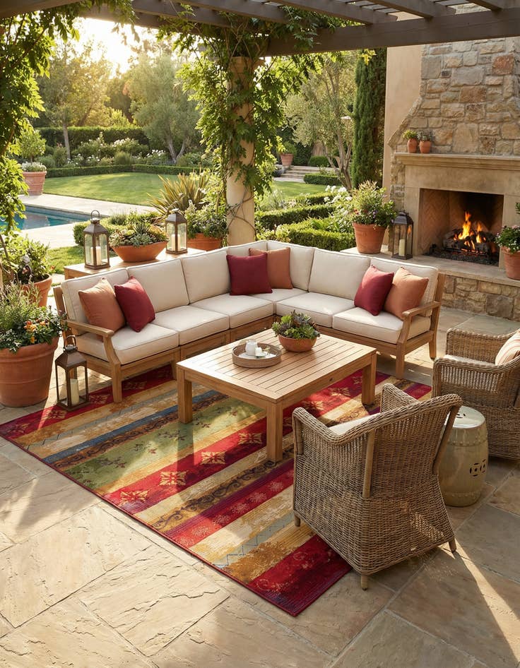 Detail image of 10' x 10' Easy-Clean Modern Indoor / Outdoor Square Rug