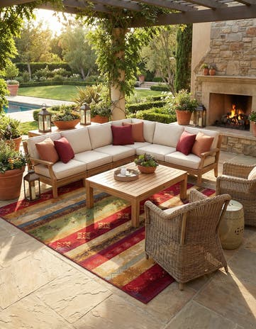 10' x 10' Easy-Clean Modern Indoor / Outdoor Square Rug