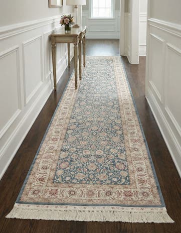 Blue Qom Bamboo Silk Runner Rug