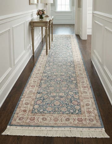 Blue Qom Bamboo Silk Runner Rug