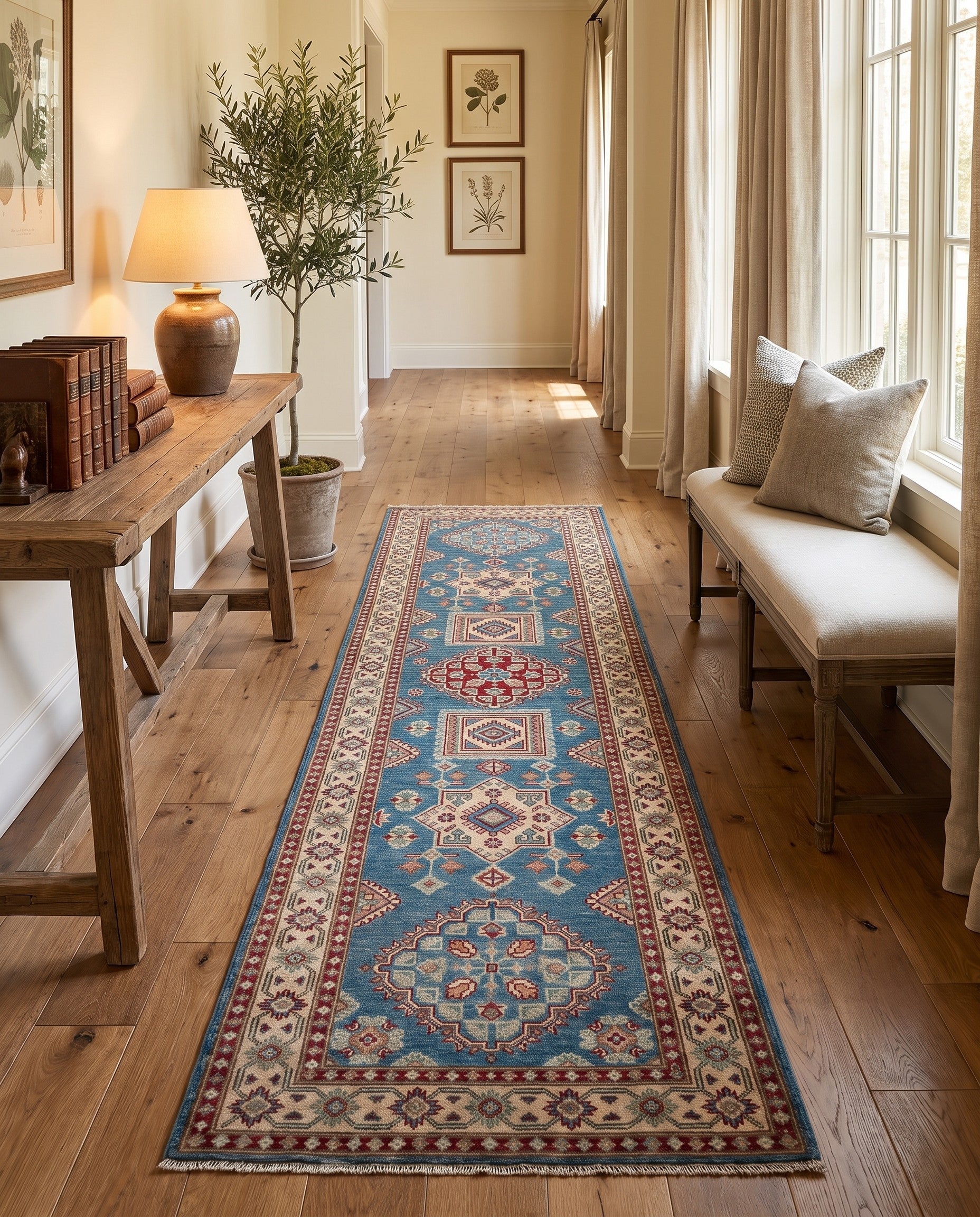 2' 7 x 9' 9 Hand Knotted Kazak Runner Rug