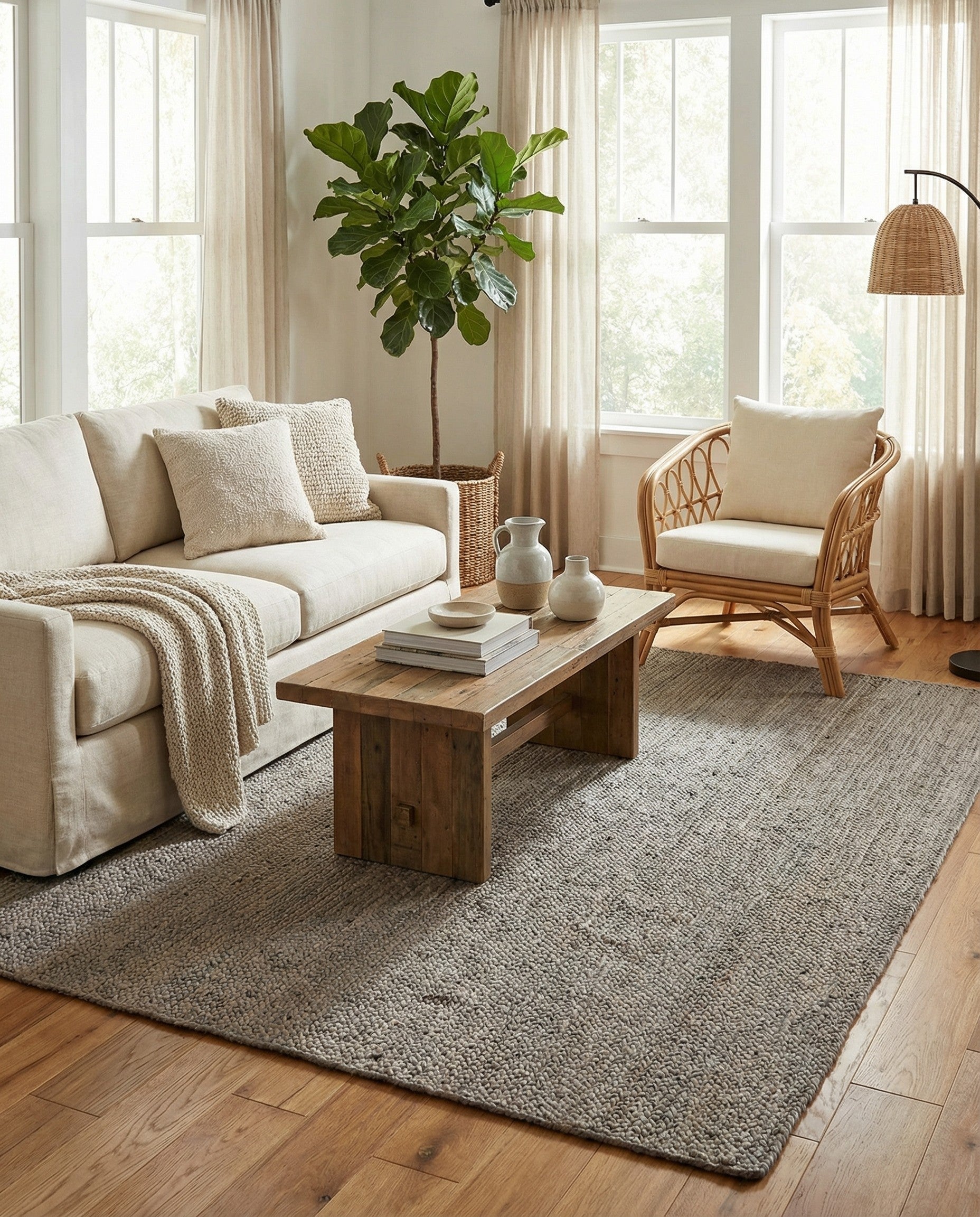 5' 1 x 8' Handmade Braided Jute Rug