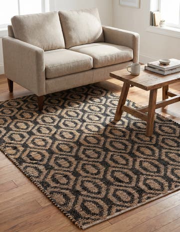 5' 1 x 8' Hand Woven Chindi Jute Rug