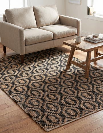 5' 1 x 8' Hand Woven Chindi Jute Rug