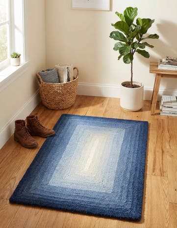 Blue Ombre Wool Rug