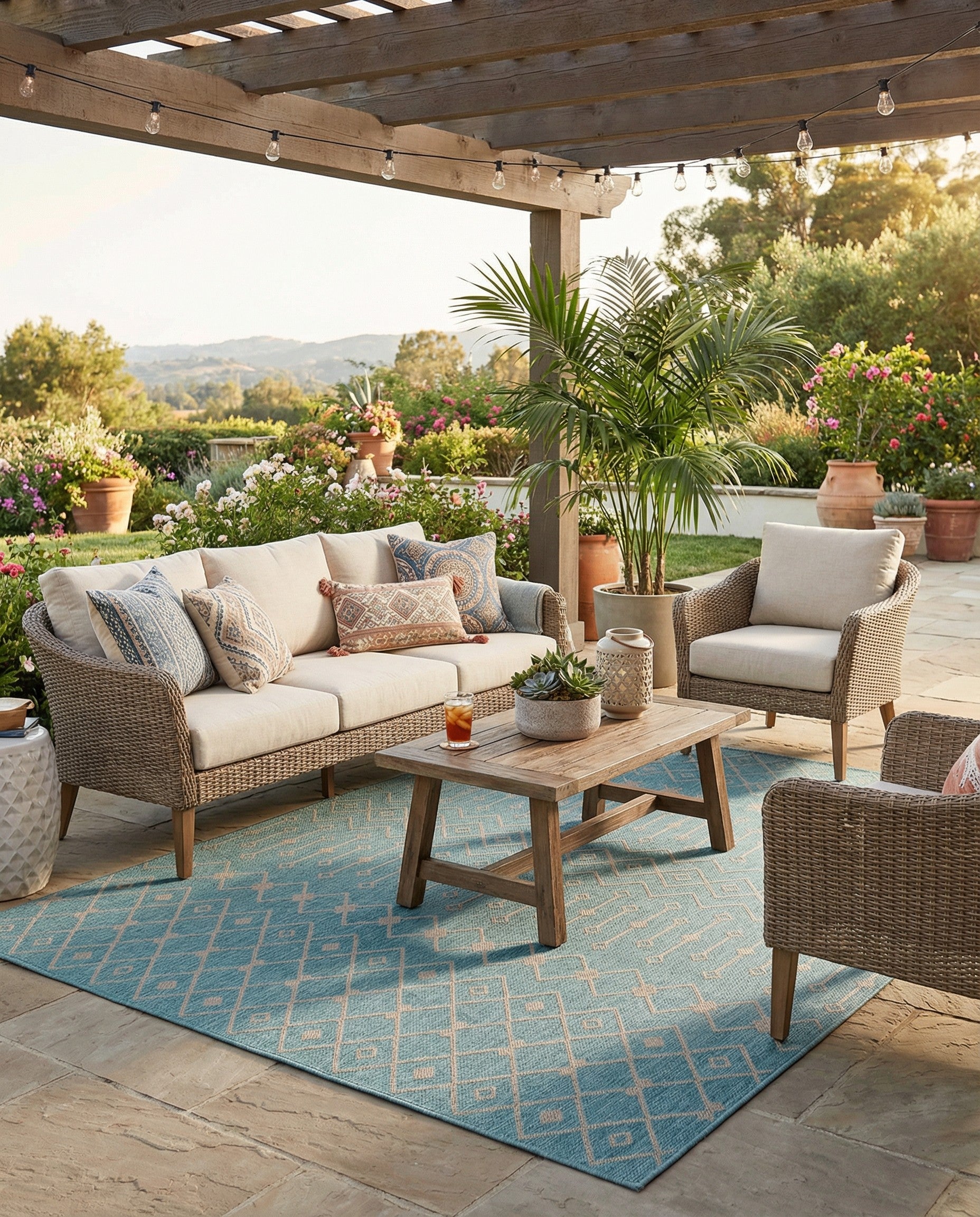 7' 10 x 10' Washable Trellis Indoor / Outdoor Rug