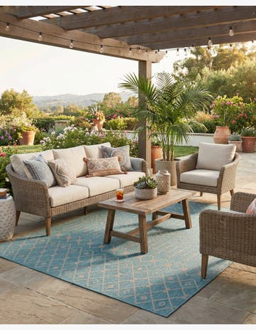 7' 10 x 10' Easy-Clean Trellis Indoor / Outdoor Rug