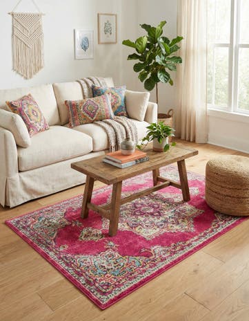 Pink Washable Fleur Rug