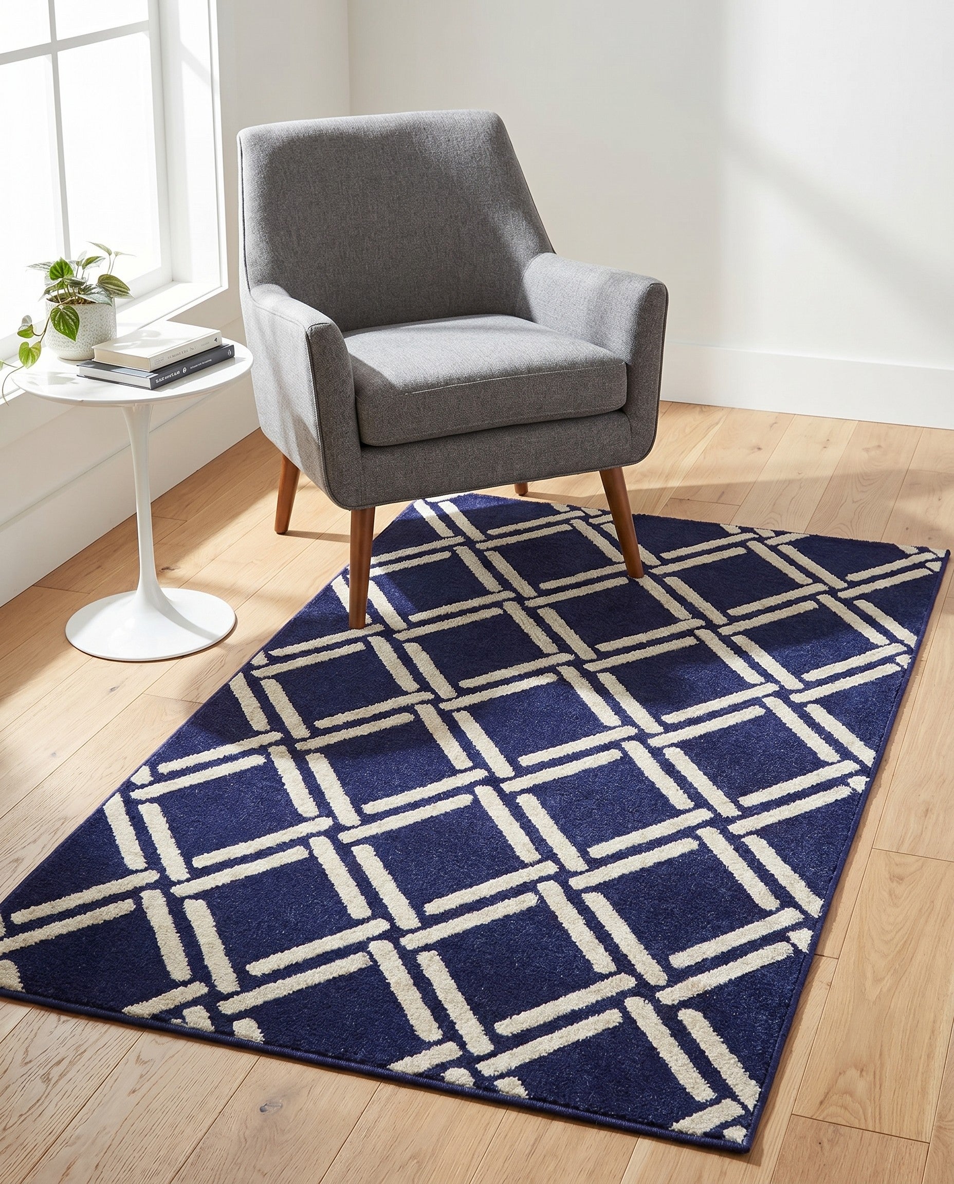 Navy Blue Lattice Rug