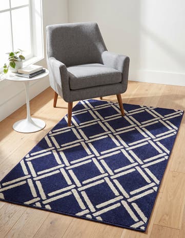Navy Blue Lattice Rug
