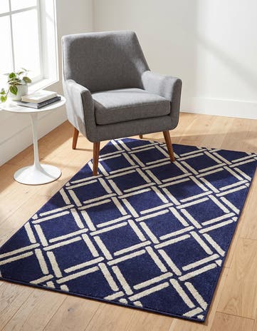 Navy Blue Lattice Rug