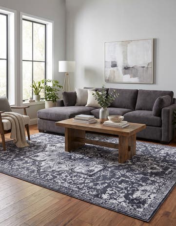 Dark Gray Washable Francesca Rug