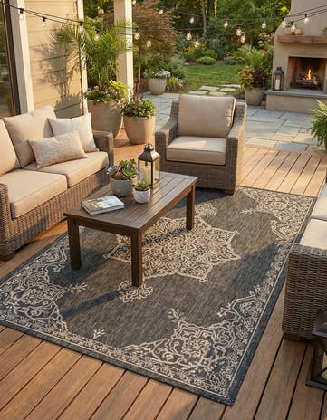 5' 3 x 8' Easy-Clean Traditional Indoor / Outdoor Rug