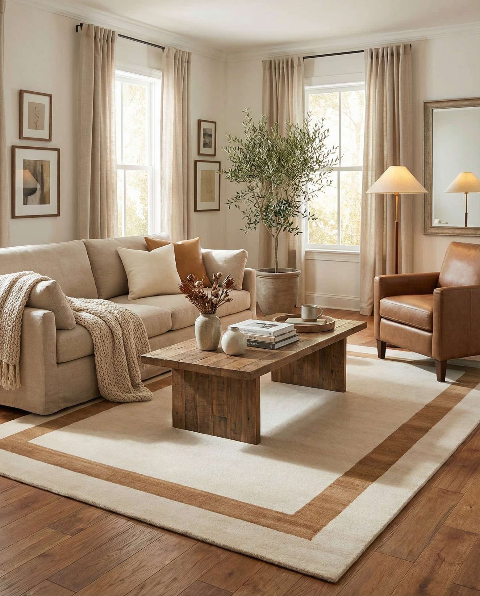 6' 1 x 9' Jill Zarin Border Wool Rug