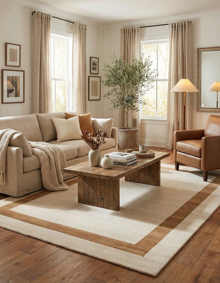 6' 1 x 9' Jill Zarin Border Wool ...
