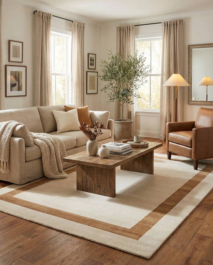 Detail image of 6' 1 x 9' Jill Zarin Border Wool Rug