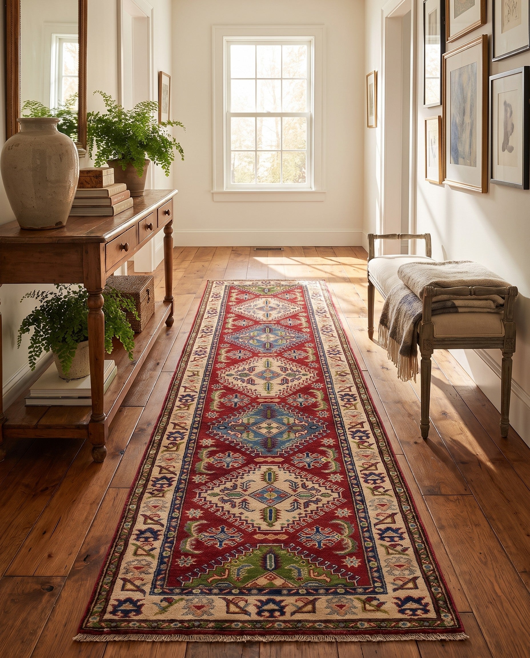 2' 7 x 10' 2 Hand Knotted Kazak Runner Rug