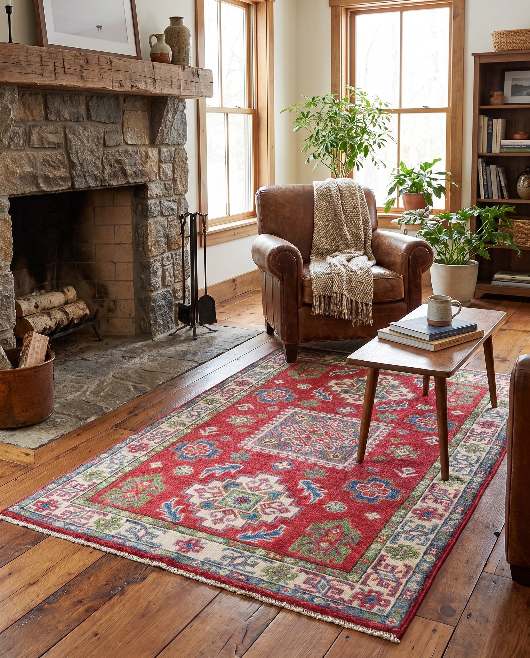 3' 5 x 4' 11 Hand Knotted Kazak Rug