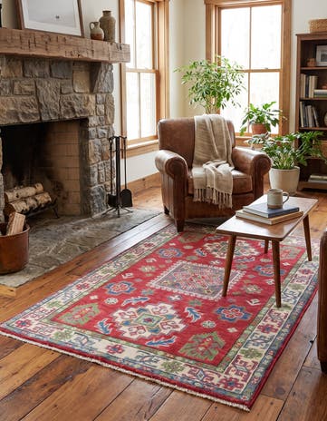 3' 5 x 4' 11 Hand Knotted Kazak Rug