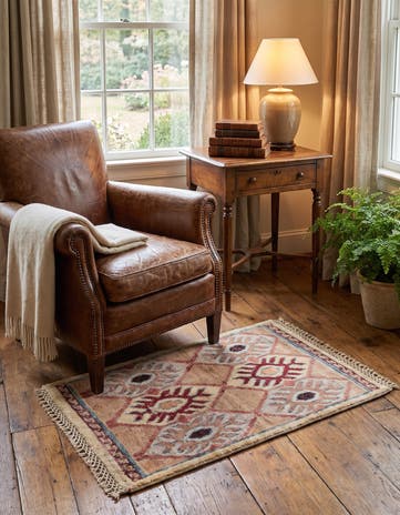 1' 4 x 2' Hand Knotted Ziegler Rug