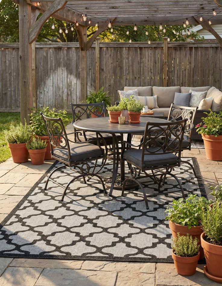 Detail image of 5' x 8' Washable Lattice Indoor / Outdoor Rug