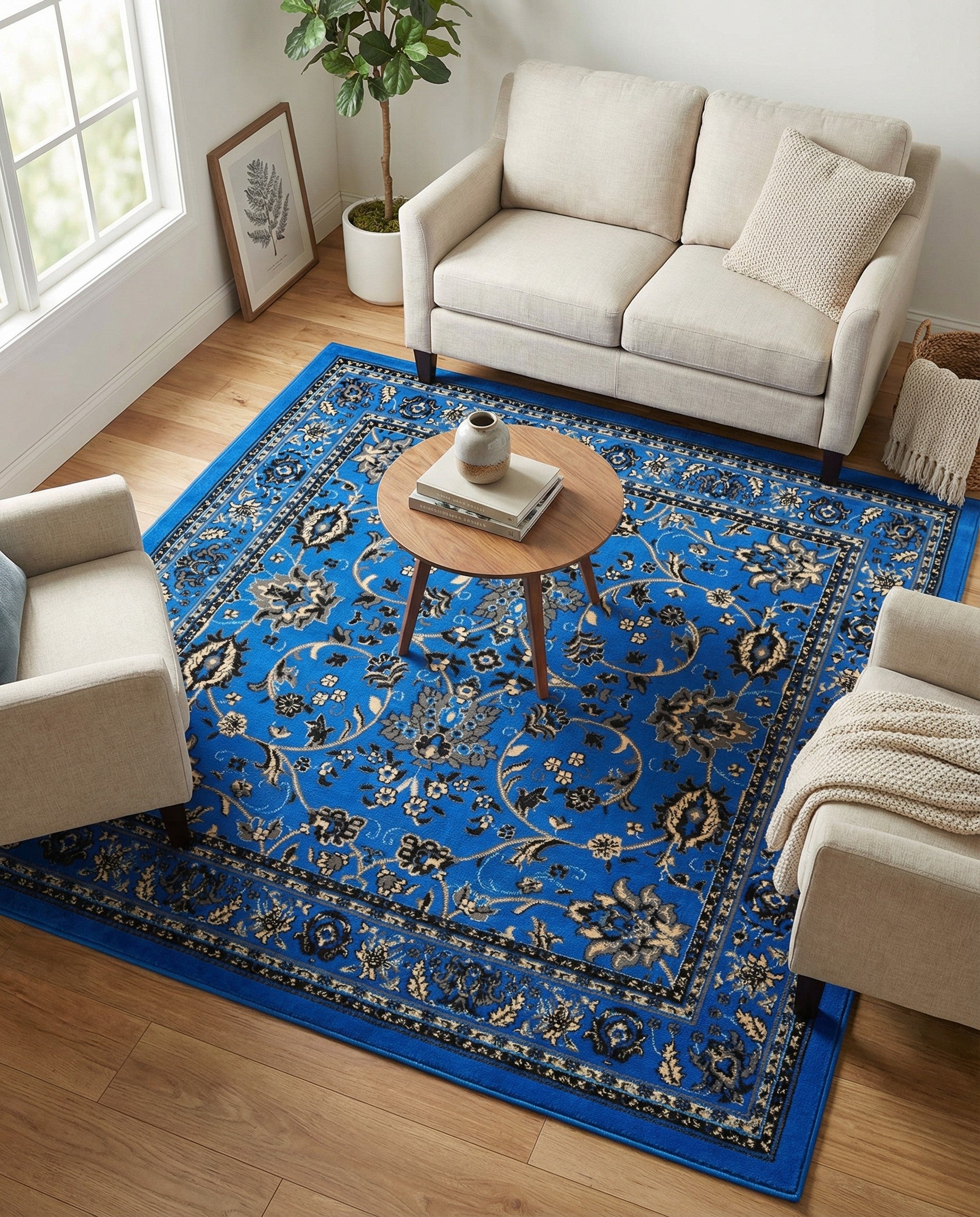 6' x 6' Kashan Design Square Rug