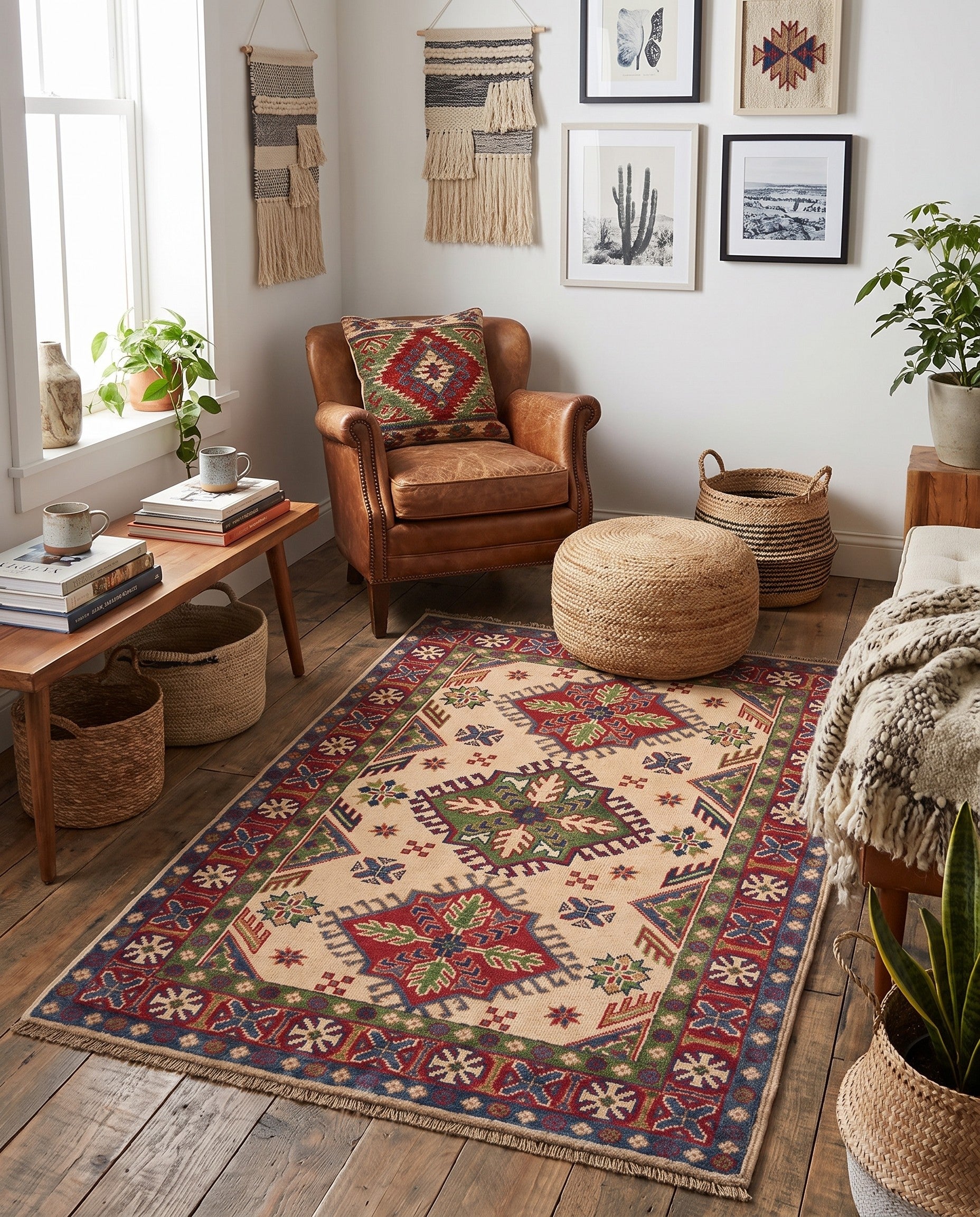 3' 3 x 4' 9 Hand Knotted Kazak Rug