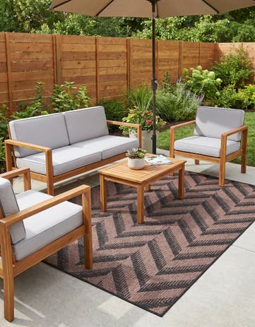 Brown Easy-Clean Modern Indoor / Outdoor Rug