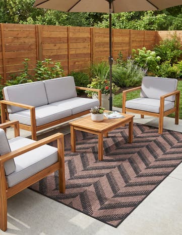 Brown Easy-Clean Modern Indoor / Outdoor Rug