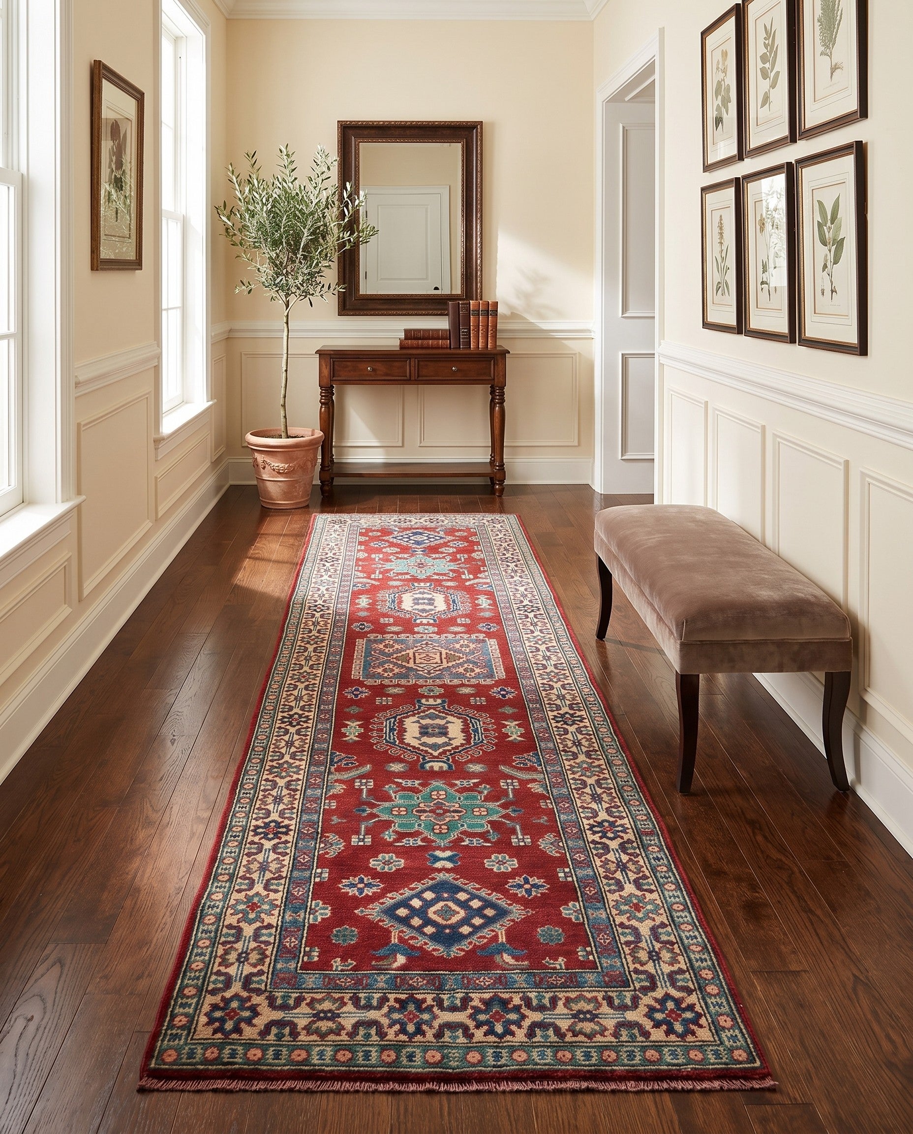2' 7 x 9' 11 Hand Knotted Kazak Runner Rug