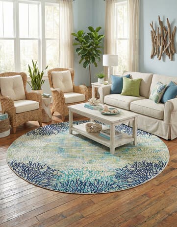 Blue Ariel Round Rug