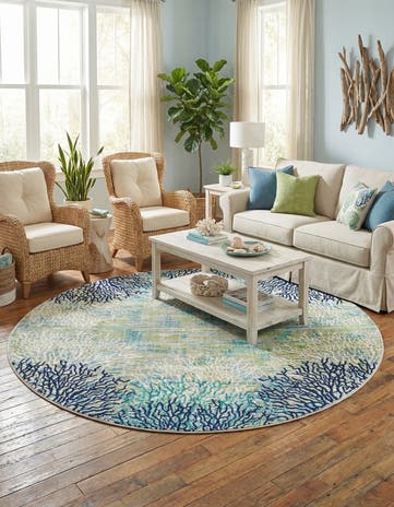 Blue Ariel Round Rug