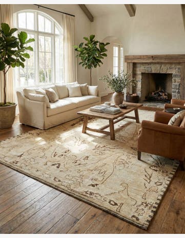 8' 2 x 10' 6 Hand Knotted Oushak Wool Rug