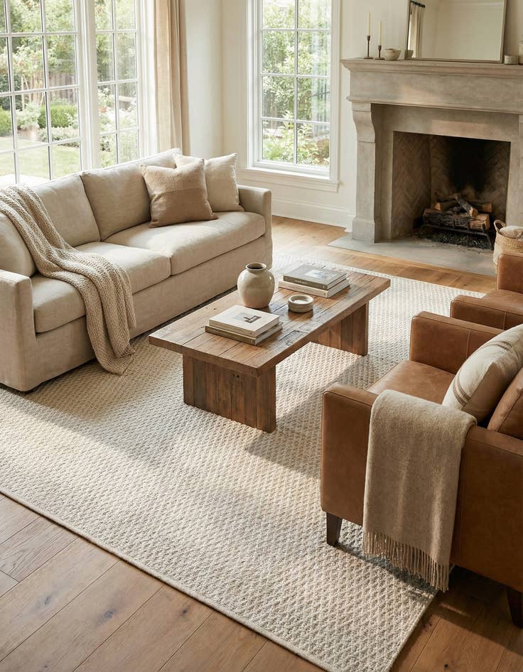 Detail image of  9' x 12'  Hand Woven Lattice Wool Rug