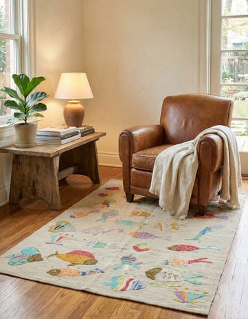 3' 2 x 4' 8 Hand Woven Kilim Suzani Wool Rug