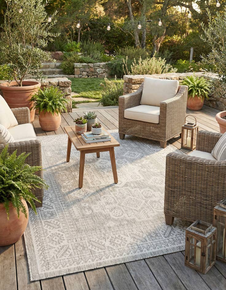 Detail image of 5' 3 x 7' Washable Aztec Indoor / Outdoor Rug